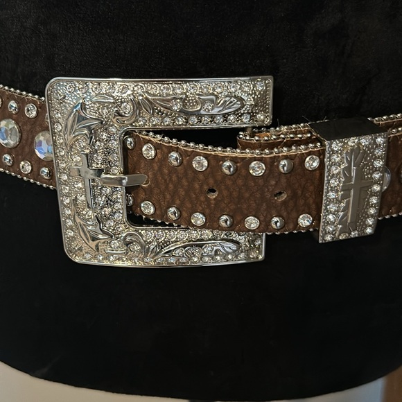 Brown Western Bling Belt - Picture 2 of 6